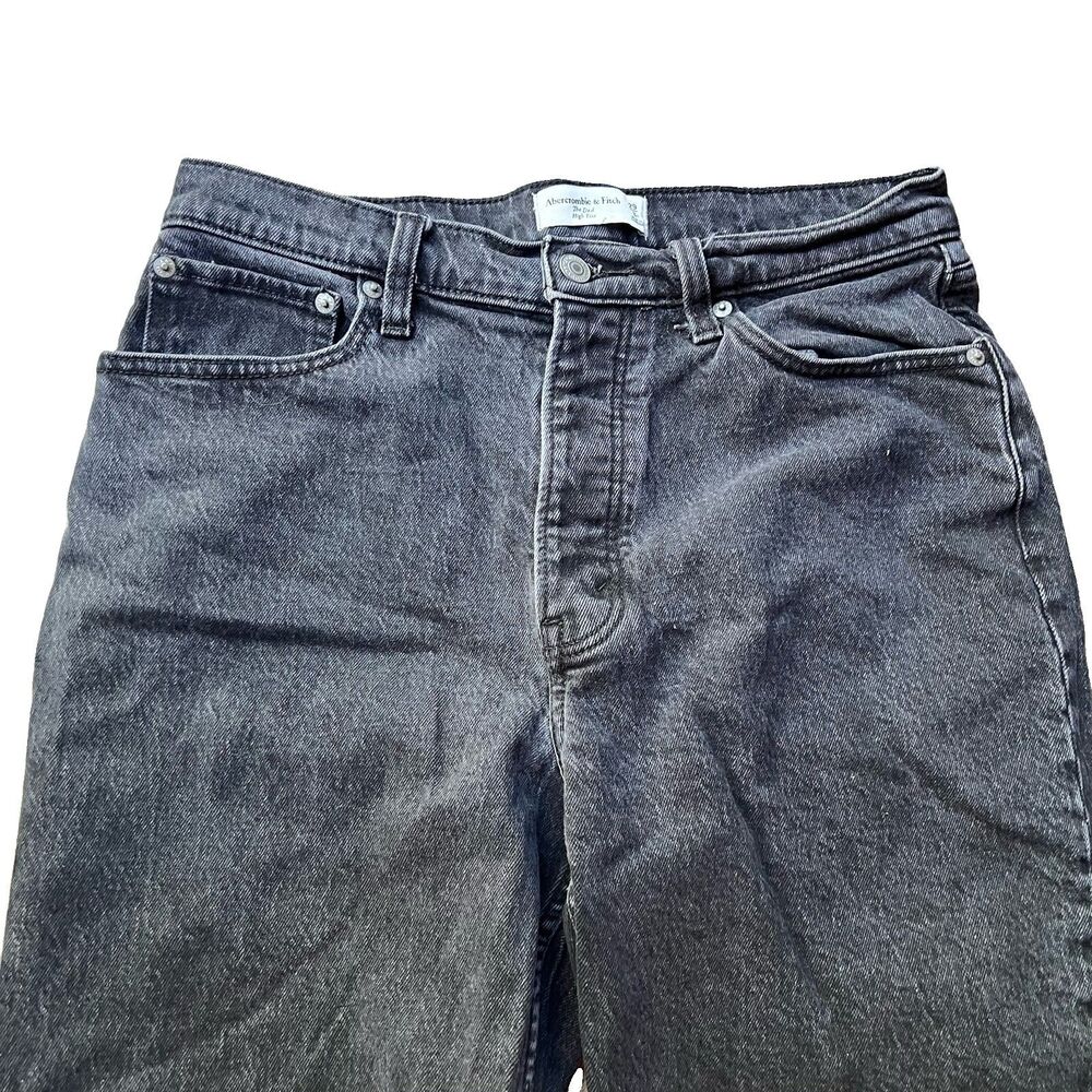 Abercrombie & Fitch The Dad High Rise Black Denim Jeans Button Fly Women's 8 - Picture 4 of 9